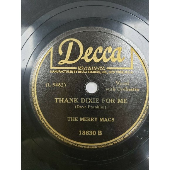 78 RPM Ten Days with Baby-Thank Dixie for Me-The Merry Macs(R151) - Picture 3 of 4